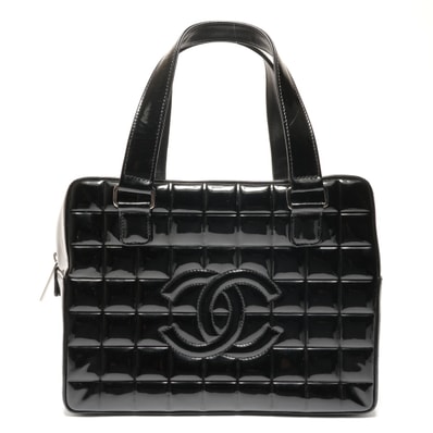 シャネル CHANEL パテント エナメル チョコバー ハンドバッグ【中古】