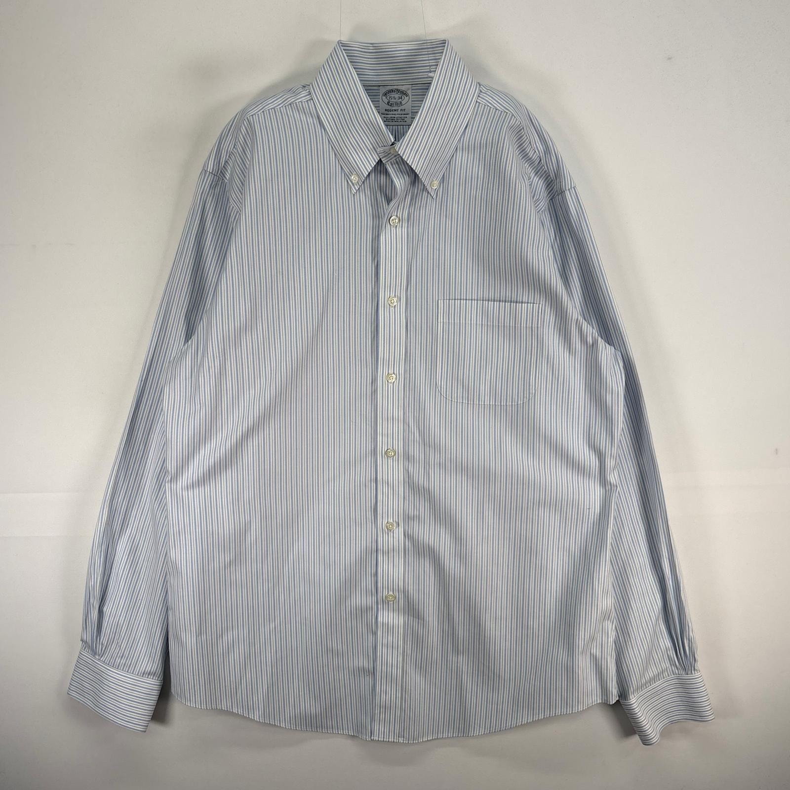 古着 ブルックスブラザーズ Brooks Brothers 長袖シャツ REGENT ボタンダウン M ブルー系 ストライプ メンズ