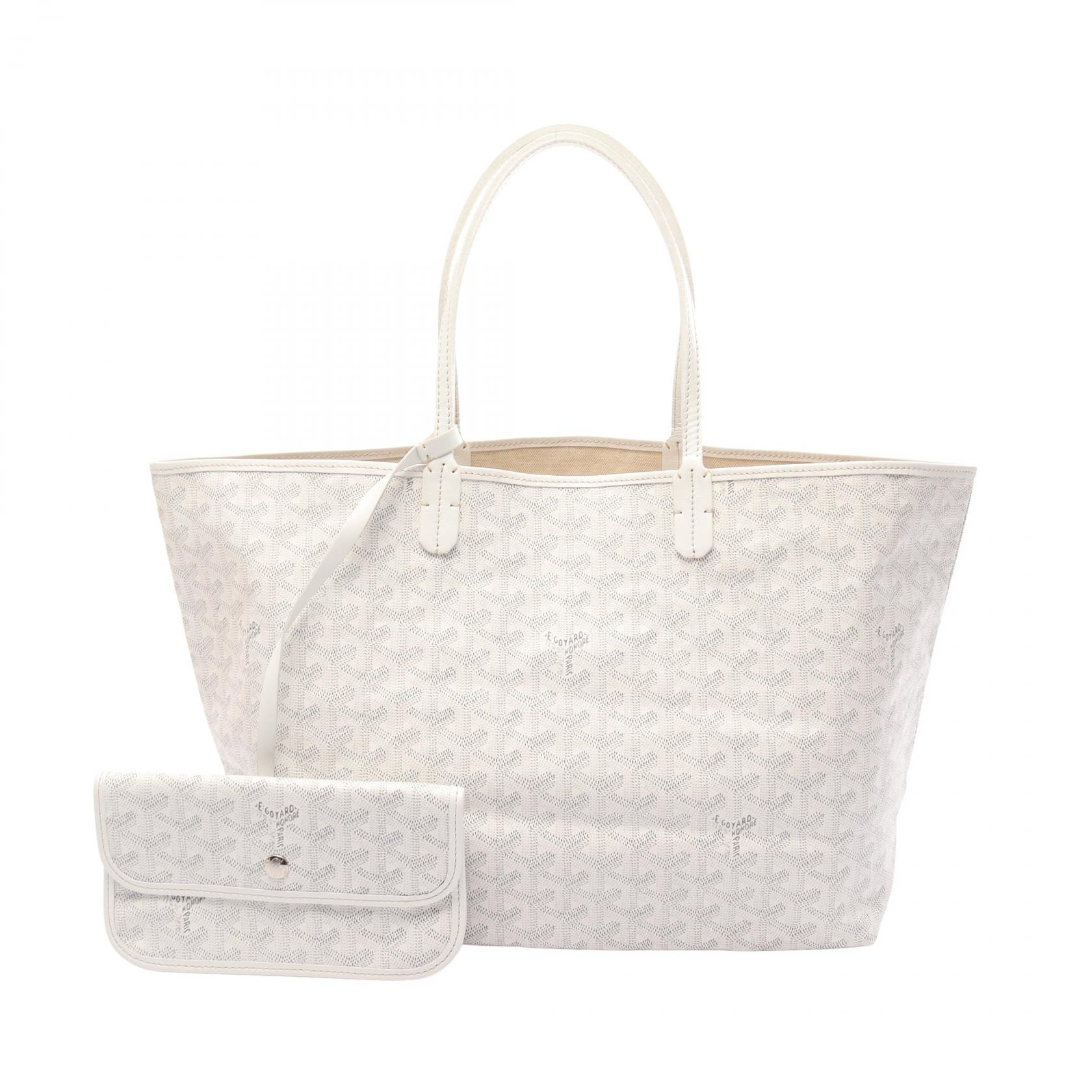 ゴヤール GOYARD サンルイPM トートバッグ バッグ PVCコーティングキャンバス レザー レディース ホワイト系 / グレー系 【中古】
