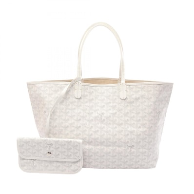 ゴヤール GOYARD サンルイPM トートバッグ バッグ PVCコーティングキャンバス レザー レディース ホワイト系 / グレー系 【中古】