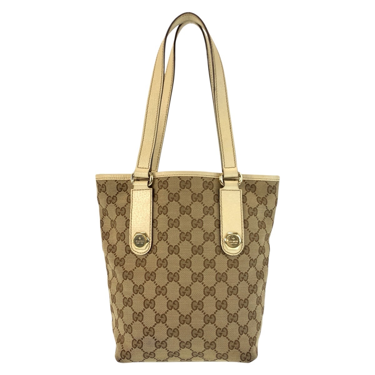 GUCCI グッチ ベージュ アイボリー ゴールド金具 GGキャンバス レザー/ トートバッグ ショルダーバッグ 604074 【中古】