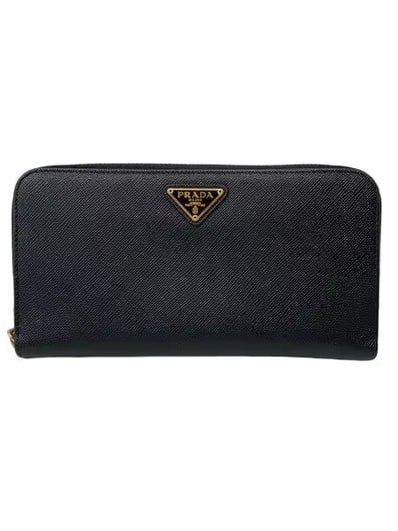 PRADA Women's Portafoglio Grande In Saffiano Con Logo "Black"