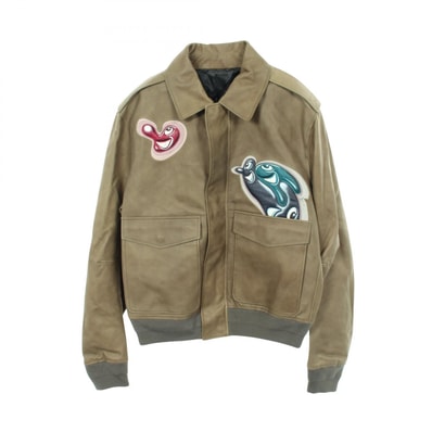ディオール Dior DIOR × KENNY SCHARF ブルゾン 衣料品 アウター レザー メンズ カーキ系 【中古】
