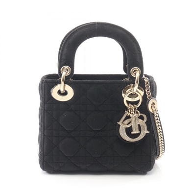 ディオール Dior レディディオール ミニ カナージュ 2WAY ハンドバッグ バッグ ファブリック レディース ブラック系 【中古】