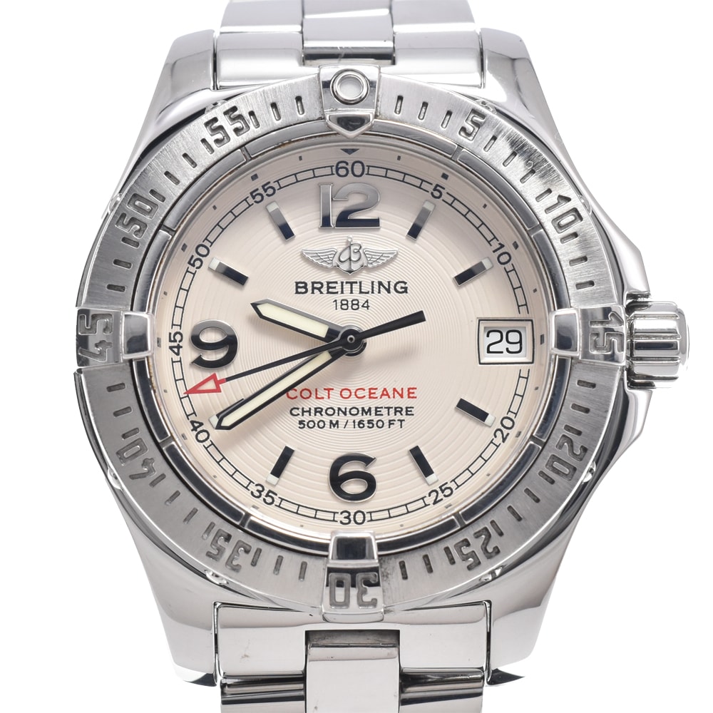 ブライトリング BREITLING A77380 コルトオーシャン デイト シルバー クォーツ レディース 良品 腕時計 K#150355