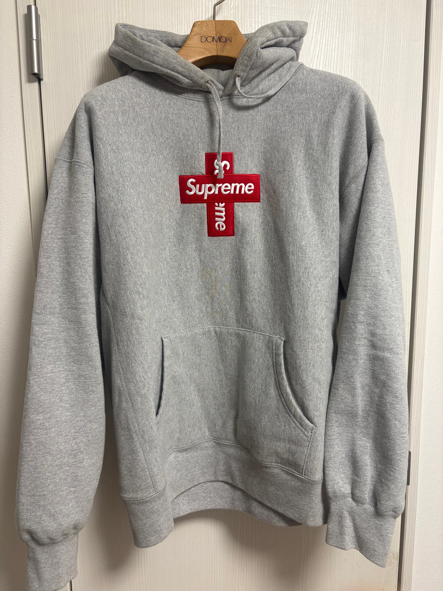 Supreme Cross Box Logo Hooded Sweatshirt "Grey"