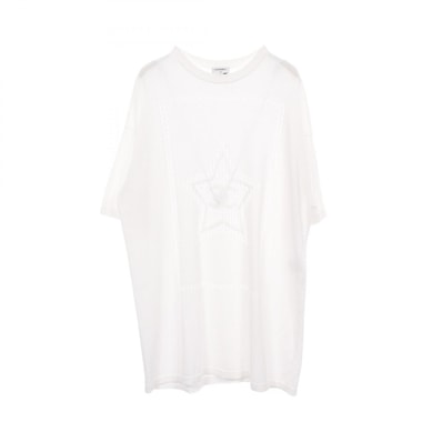 シャネル CHANEL スター ココマーク オーバーサイズ 半袖Tシャツ 衣料品 トップス コットン レディース ホワイト系 P76443K10987 【中古】