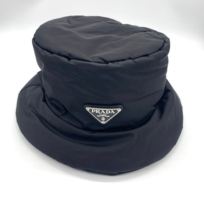 PRADA Women's Triangle Logo Padded Bucket Hat "Black"