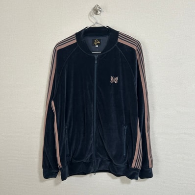 NEEDLES Rib Collar Track Jacket - C/PE Velour "Steel Blue"