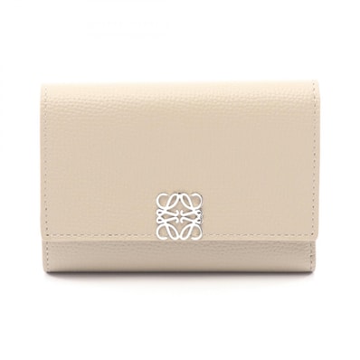 ロエベ LOEWE アナグラム バーティカル ウォレット スモール 三つ折り財布 財布 レザー レディース ベージュ系 C821S33X125541 【新品】