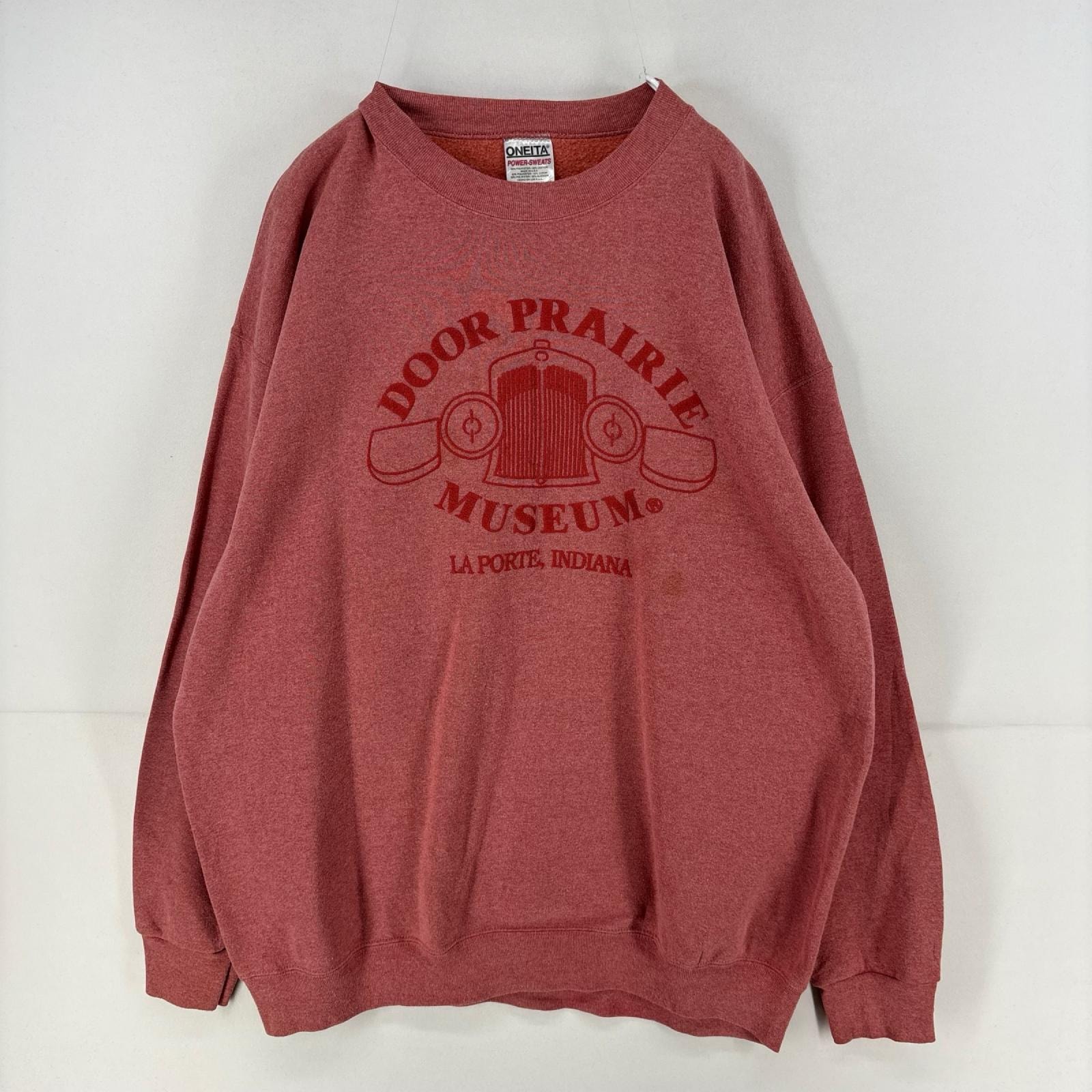 古着 90's/90年代 オニータ ONEITA USA製 スウェット ロゴ プリント トレーナー クルーネック 2XL  レッド系 プリント メンズ