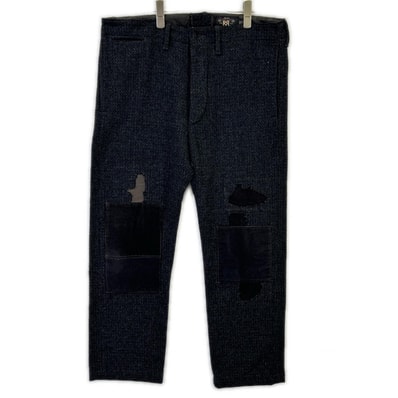 ダブルアールエル ブラック REPAIR OFFICERS WOOL TROUSER/リペア ウールトラウザー 34/32