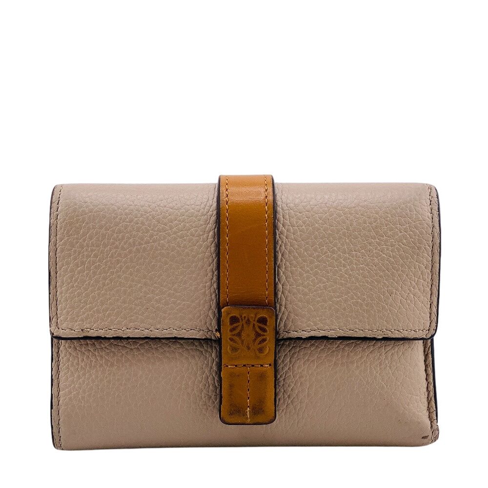 ロエベ LOEWE 三つ折り財布 アナグラム バーティカルウォレット ベージュ