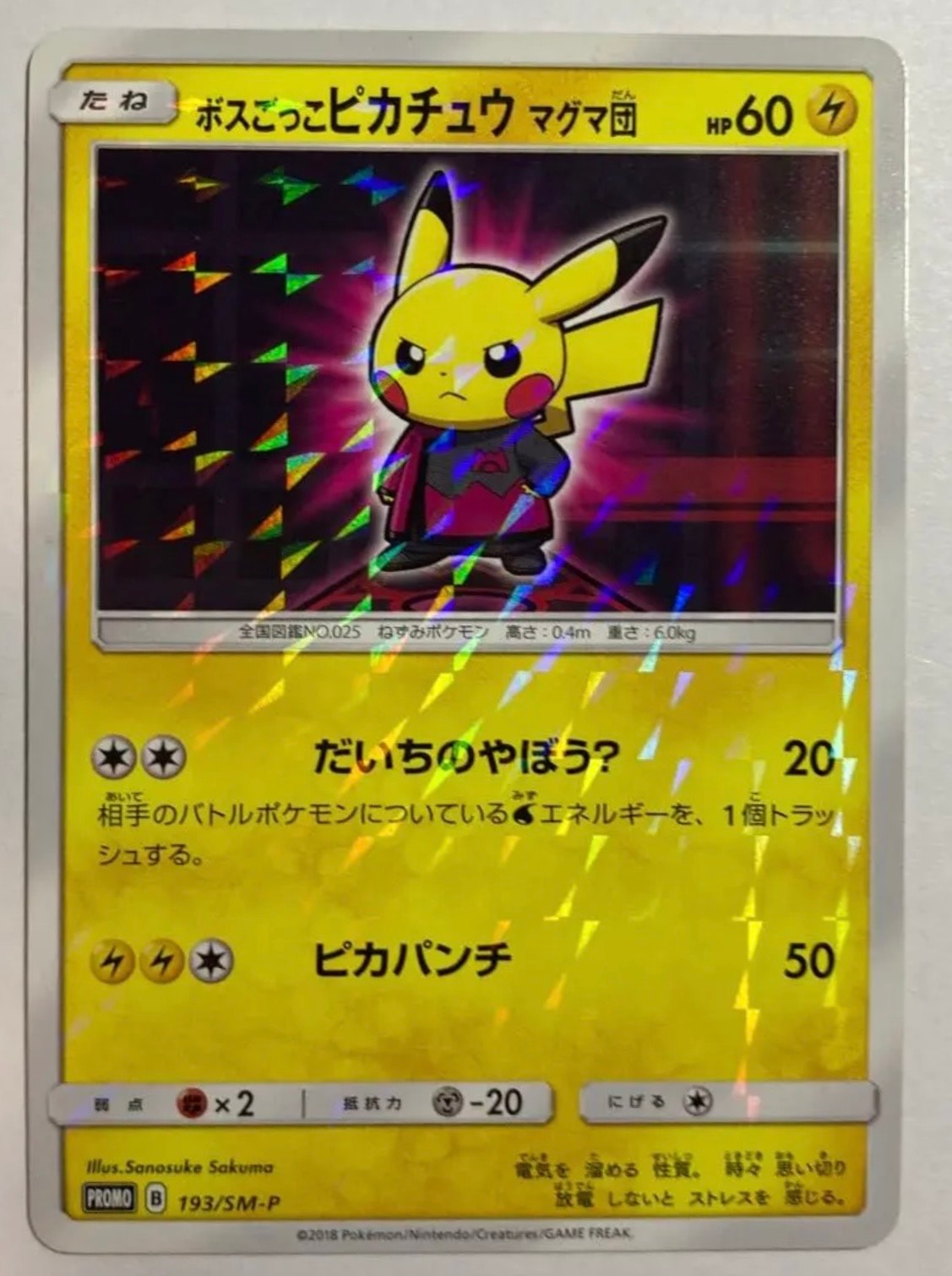 状態Bボスごっこピカチュウ マグマ団: プロモ[SM-P 193