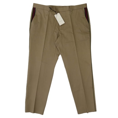 GUCCI グッチ パンツ 468518 Z3732 ウェブ付き コットン シックスティーズ パンツ ベージュ系 58【新古品】【未使用】【中古】