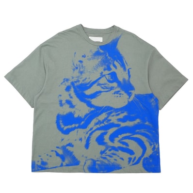 ■美品■2024SS■JIL SANDER ジルサンダー 半袖Tシャツ サイズL キャット アニマル グラフィック クルーネック イタリア製 ブランド古着【中古】20260804/RB0463