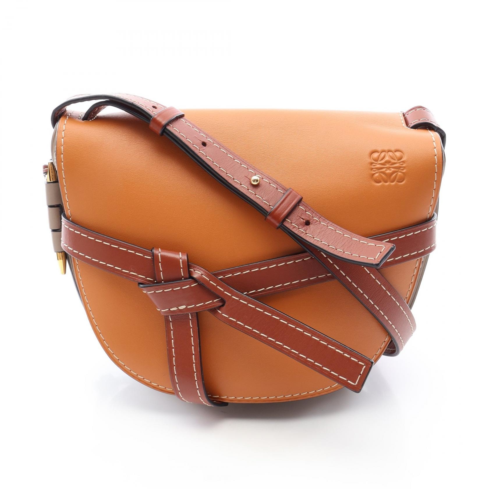 ロエベ LOEWE GATE BAG ゲートバッグ スモール ショルダーバッグ バッグ レザー レディース ブラウン系 / ベージュ系 321.54.T20 【中古】