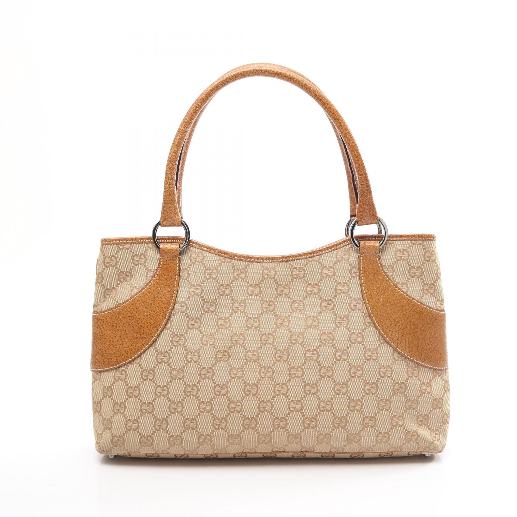 グッチ GUCCI GGキャンバス トートバッグ バッグ キャンバス レザー レディース ベージュ系 / ブラウン系 113015 【中古】