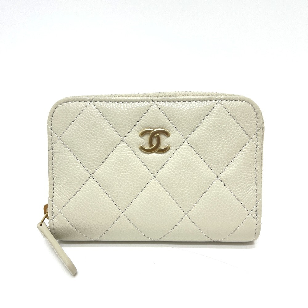 シャネル CHANEL ココマーク マトラッセ AP0216 クラシック ジップ 財布 ウォレット コインケース キャビアスキン グレー 未使用