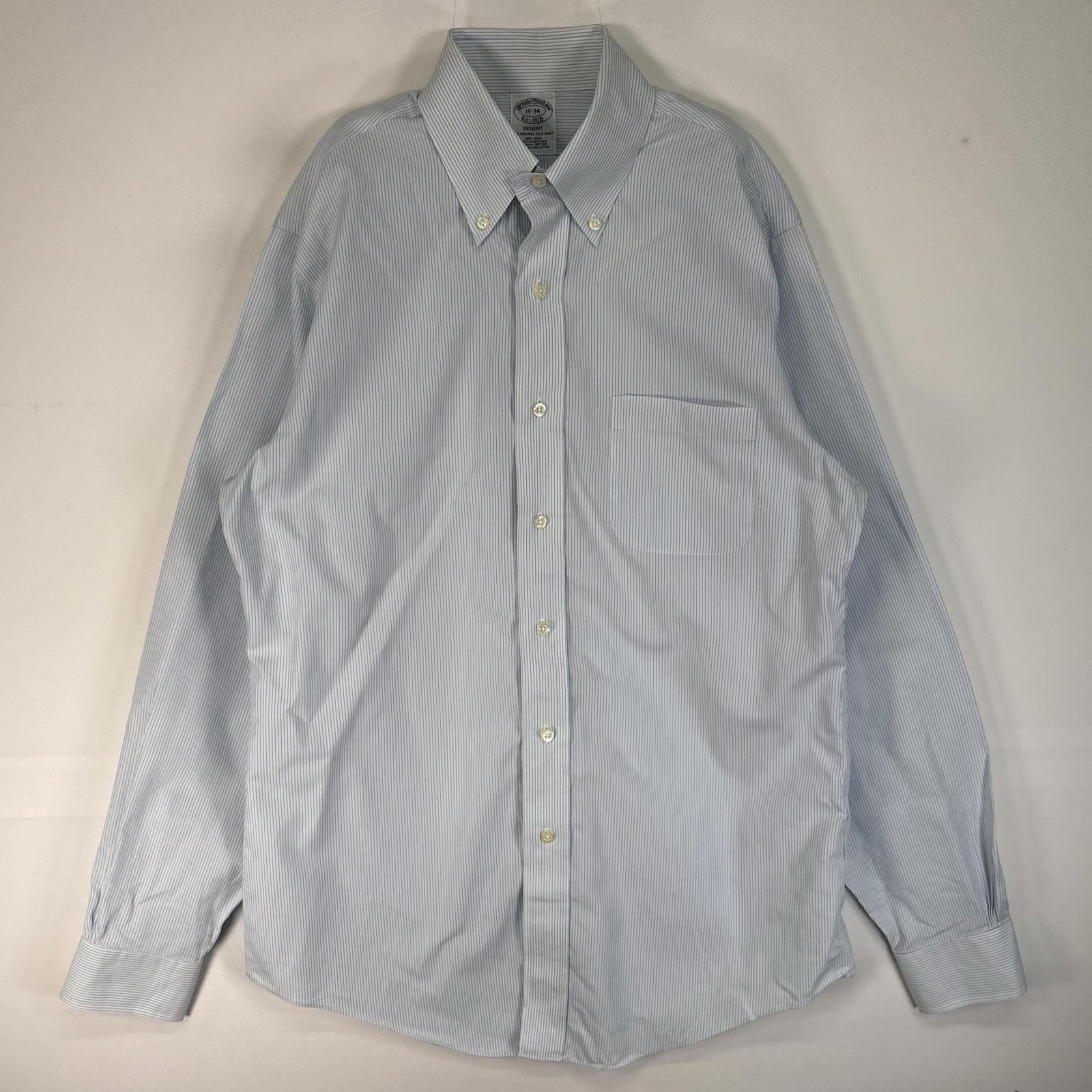 古着 ブルックスブラザーズ Brooks Brothers 長袖シャツ ボタンダウン REGENT 胸ポケ M ブルー系 ストライプ メンズ