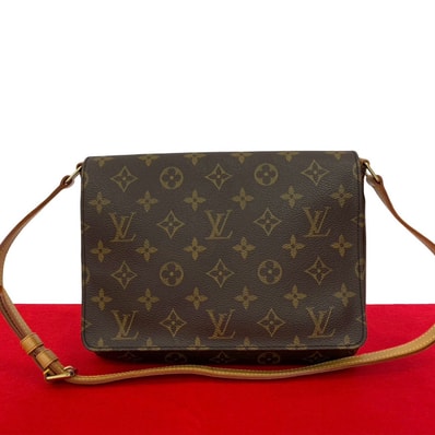 LOUIS VUITTON ルイヴィトン ミュゼットタンゴ モノグラム レザー PVC ショルダーバッグ ブラウン
40387