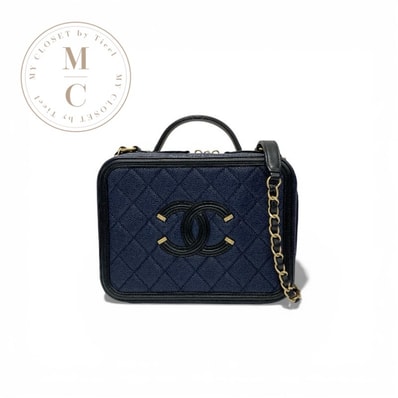 シャネル CHANEL バッグ ショルダーバッグ ネイビー ブラック ゴールド ココマーク CCフィリグリー バニティ 2way