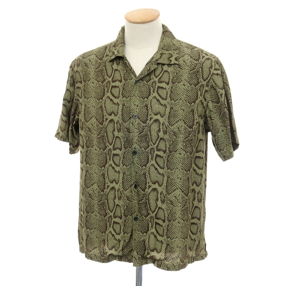 【中古】シュプリーム Supreme 2024年春夏 Snake S/S Shirt 半袖シャツ グリーンxブラウン【サイズS】【メンズ】