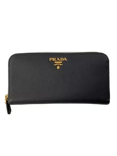 PRADA Large Saffiano Leather Wallet "Black"