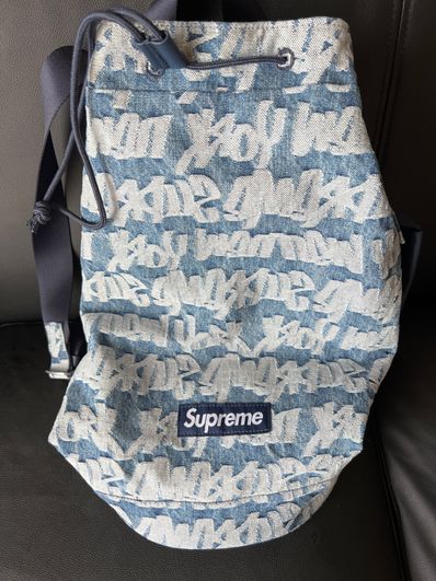 Supreme Fat Tip Jacquard Denim Backpack "Blue"