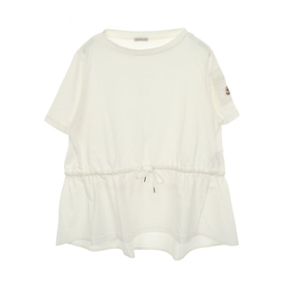 モンクレール MONCLER アイコンパッチ チュニック 半袖Tシャツ 衣料品 トップス コットン レディース ホワイト系 【中古】