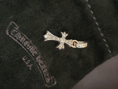 Chrome Hearts Cross Baby Fat Charm Pave Diamond "Silver"