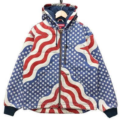 SUPREME シュプリーム 26SS Flag Quilted Hooded Work Jacket 星条旗柄 裏地キルティング フーデッド ワークジャケット 55328
