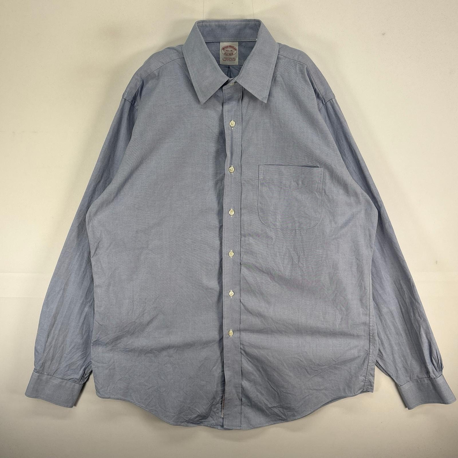 古着 ブルックスブラザーズ Brooks Brothers 長袖シャツ 胸ポケ TRADITIONAL FIT M  ブルー系 無地 メンズ