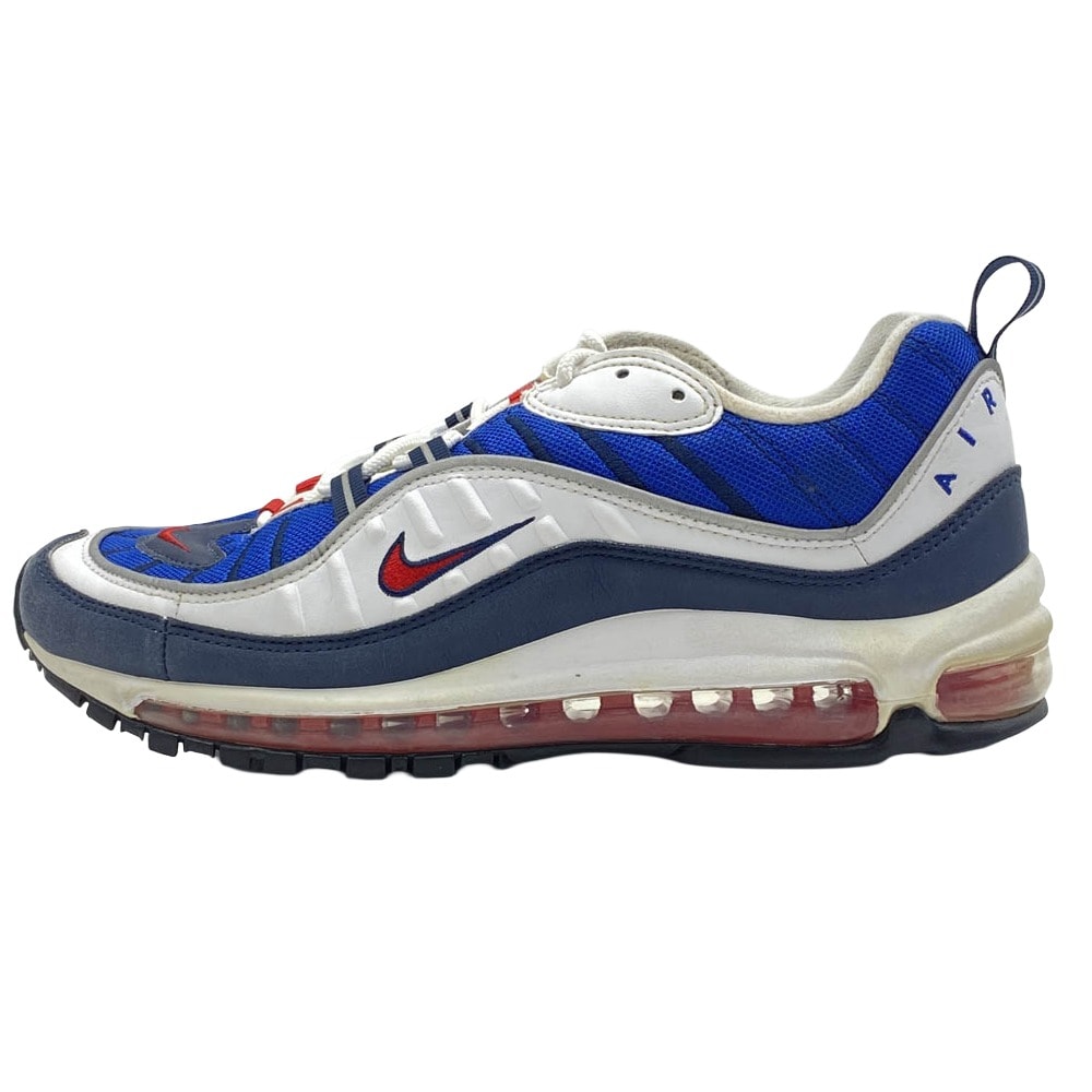 NIKE ナイキ スニーカー 2018年製 640744-100 Air Max 98 University Red Obsidian エアマックス98 ユニバーシティ レッド オブジディアン ローカット スニーカー ホワイト系 ブルー系 27cm【中古】