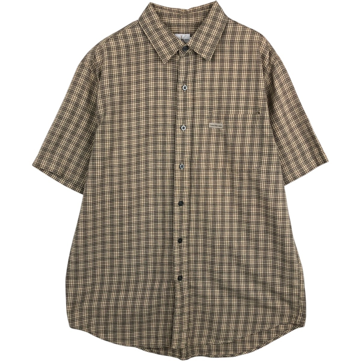 古着 90~00年代 カルバンクライン Calvin klein JEANS 半袖 コットン チェックシャツ メンズM相当 ヴィンテージ/eaa623276