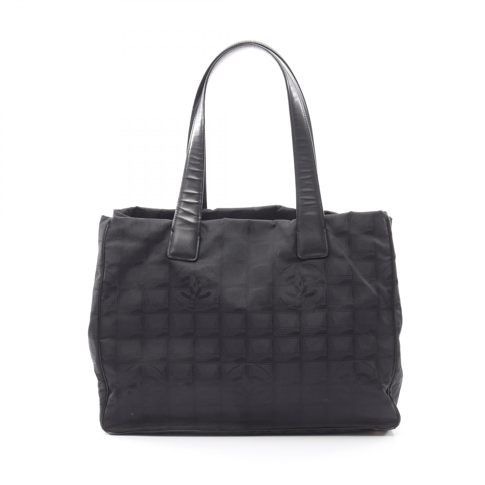 シャネル CHANEL ニュートラベルラインMM トートバッグ バッグ レザー ナイロンキャンバス レディース ブラック系 A15991 【中古】