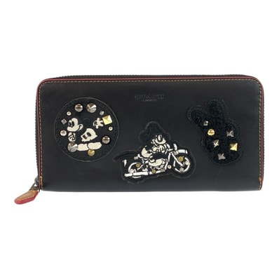 美品 COACH コーチ ディズニーコラボ ブラック 黒 レザー 長財布 ロングウォレット 601941 【中古】