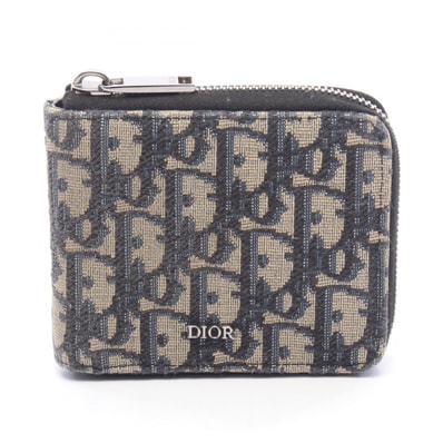 ディオール Dior オブリーク 二つ折り財布 財布 キャンバス メンズ レディース ネイビー系 / ベージュ系 2ESBC092YSE 【中古】