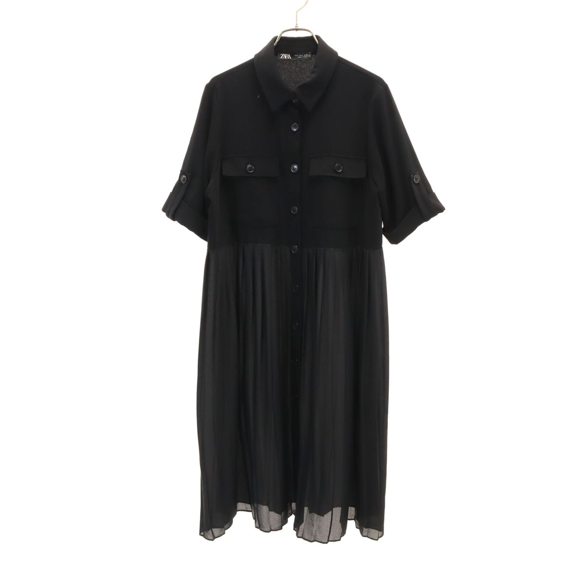 ZARA ザラ 半袖 シャツ ロングワンピース M ブラック