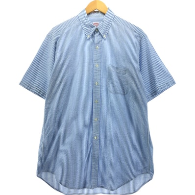 古着 ブルックスブラザーズ Brooks Brothers Est.1818 半袖 ボタンダウン ストライプシャツ メンズL相当/eaa553868