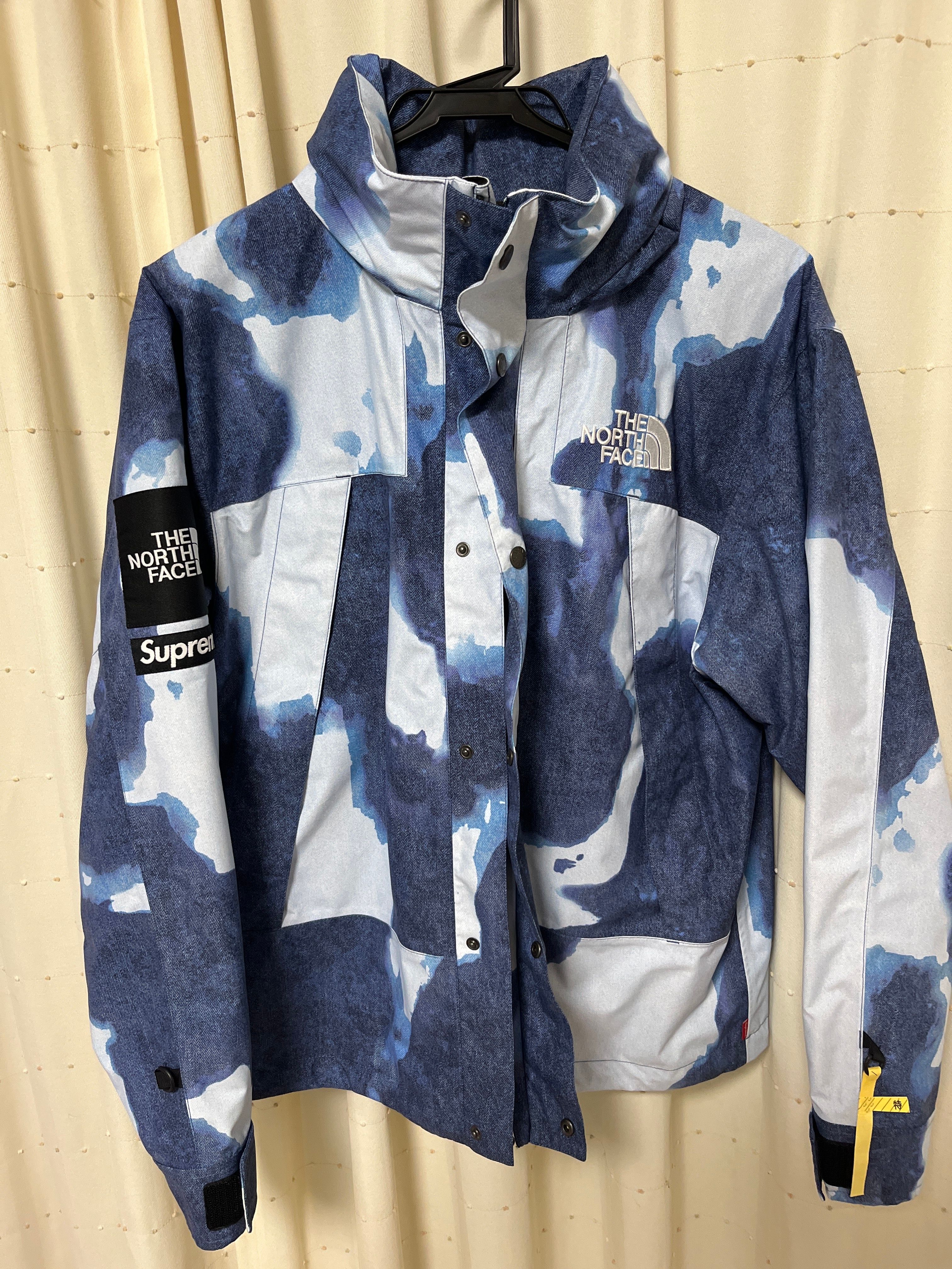 Supreme x The North Face Bleached Denim Print Mountain Jacket "Indigo"