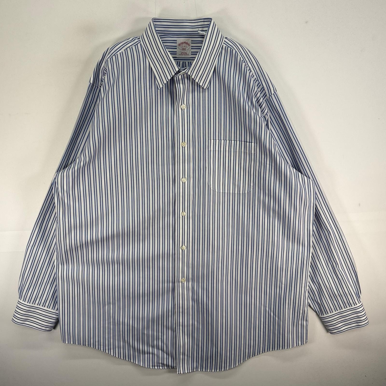 古着 ブルックスブラザーズ Brooks Brothers 長袖シャツ 胸ポケ カラーステイ XL  ブルー系 ストライプ メンズ