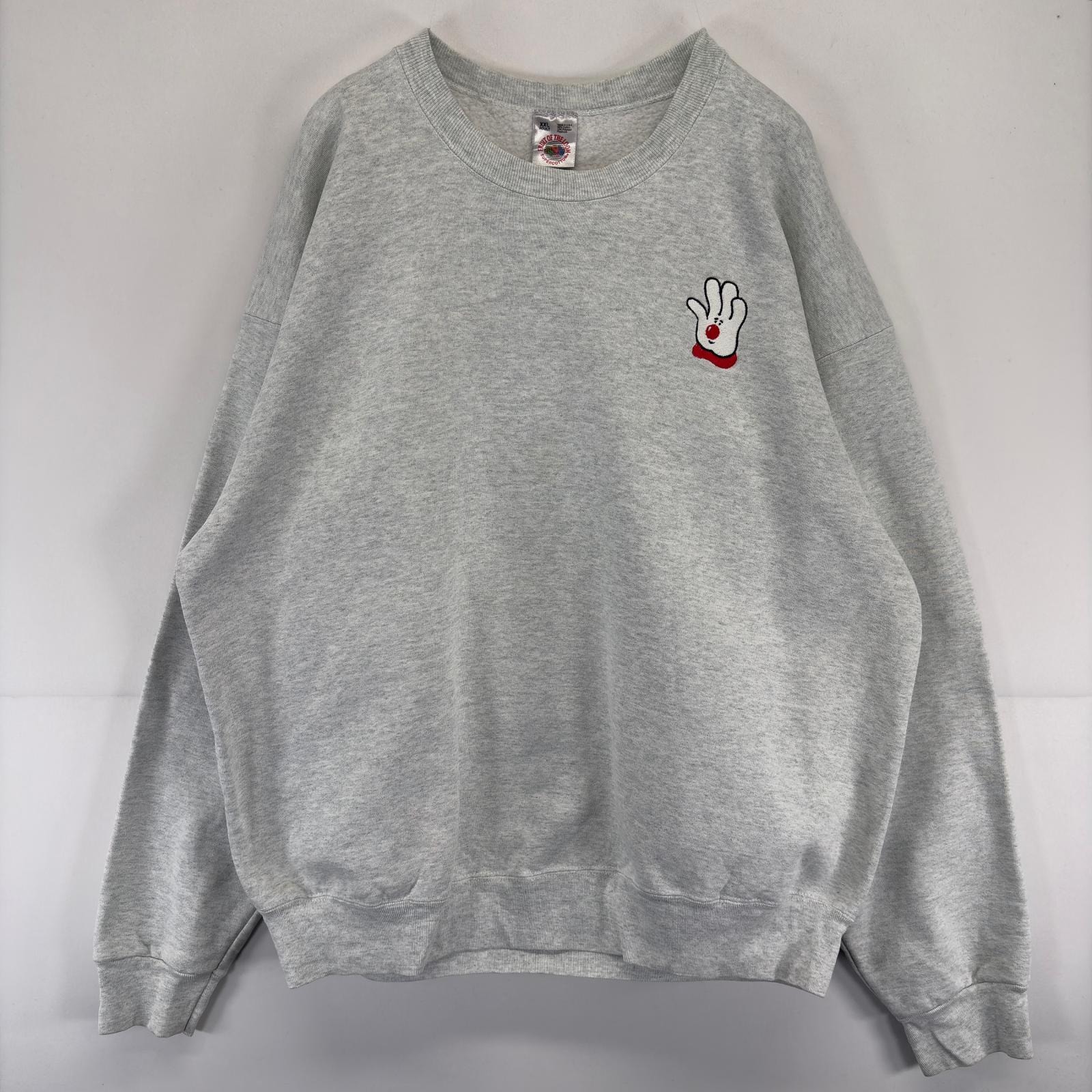 古着 90's/90年代 フルーツオブザルーム FRUIT OF THE LOOM USA製 スウェット 大きいサイズ 刺繍 クルーネック 2XL  グレー メンズ