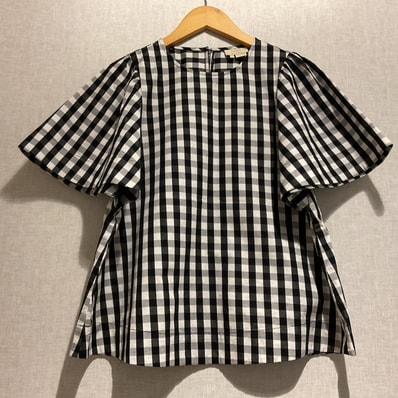 kate spade【ケイトスペード】半袖 シャツ ギンガムチェック ブラック ホワイト XS