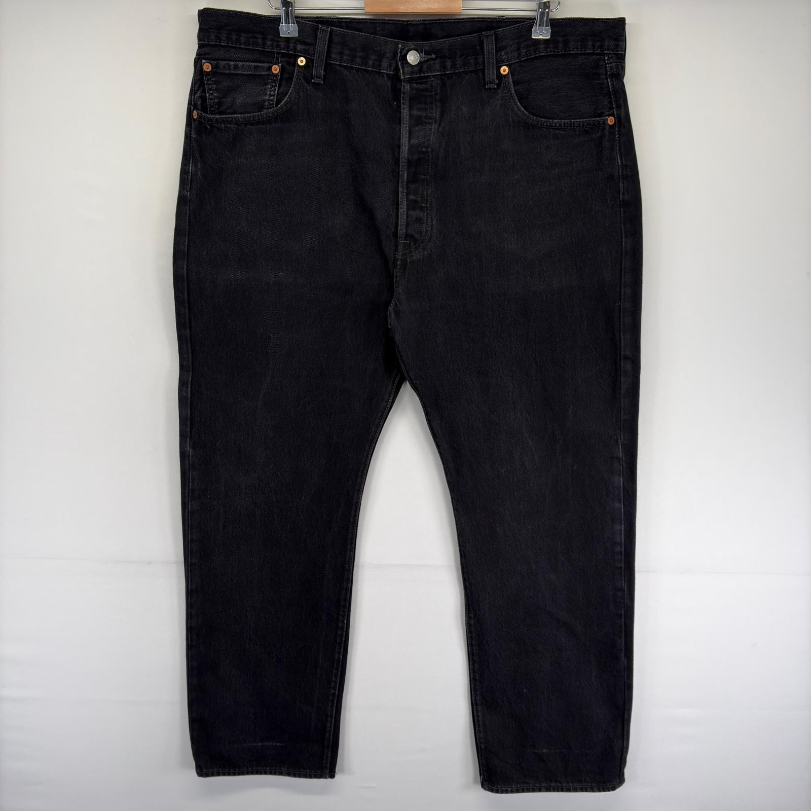 古着 リーバイス Levi's デニム パンツ 5ポケット ストレート ボタンフライ 501 ブラックデニム w42 L32  ブラック系 メンズ