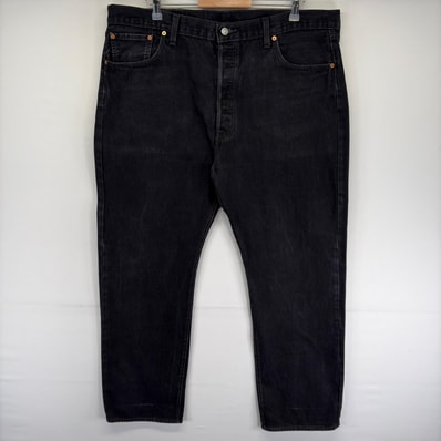 古着 リーバイス Levi's デニム パンツ 5ポケット ストレート ボタンフライ 501 ブラックデニム w42 L32 ブラック系 メンズ