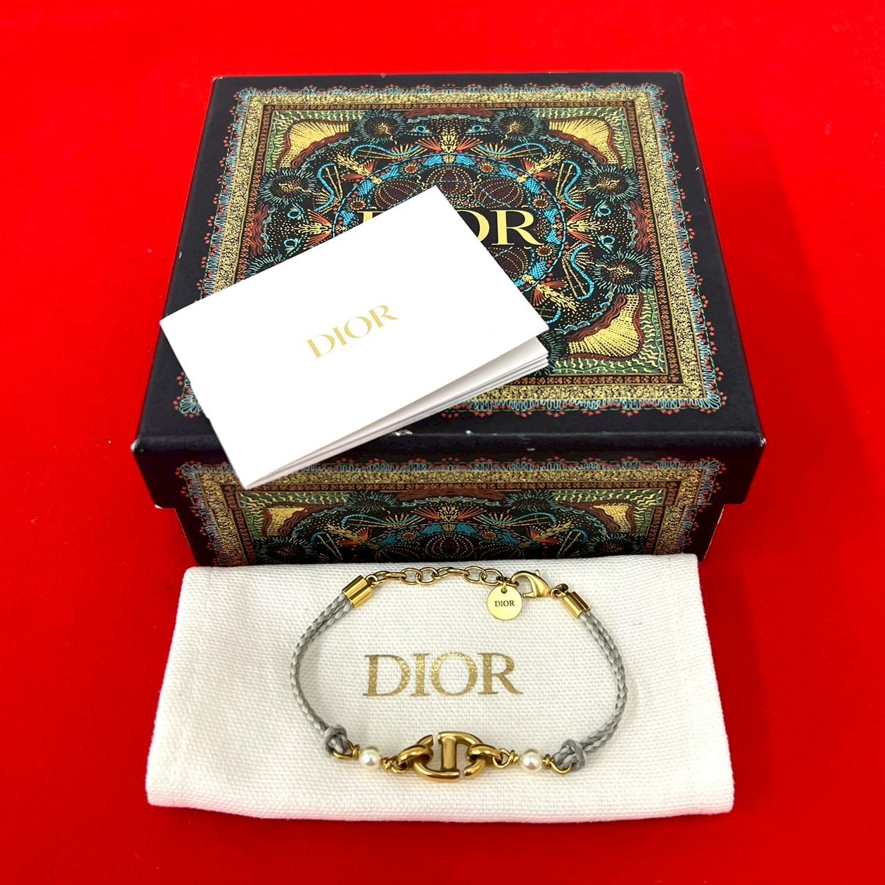 Christian Dior ディオール NAVY パール ブレスレット GP コットン フェイクパール ブレスレット ゴールド
 79703