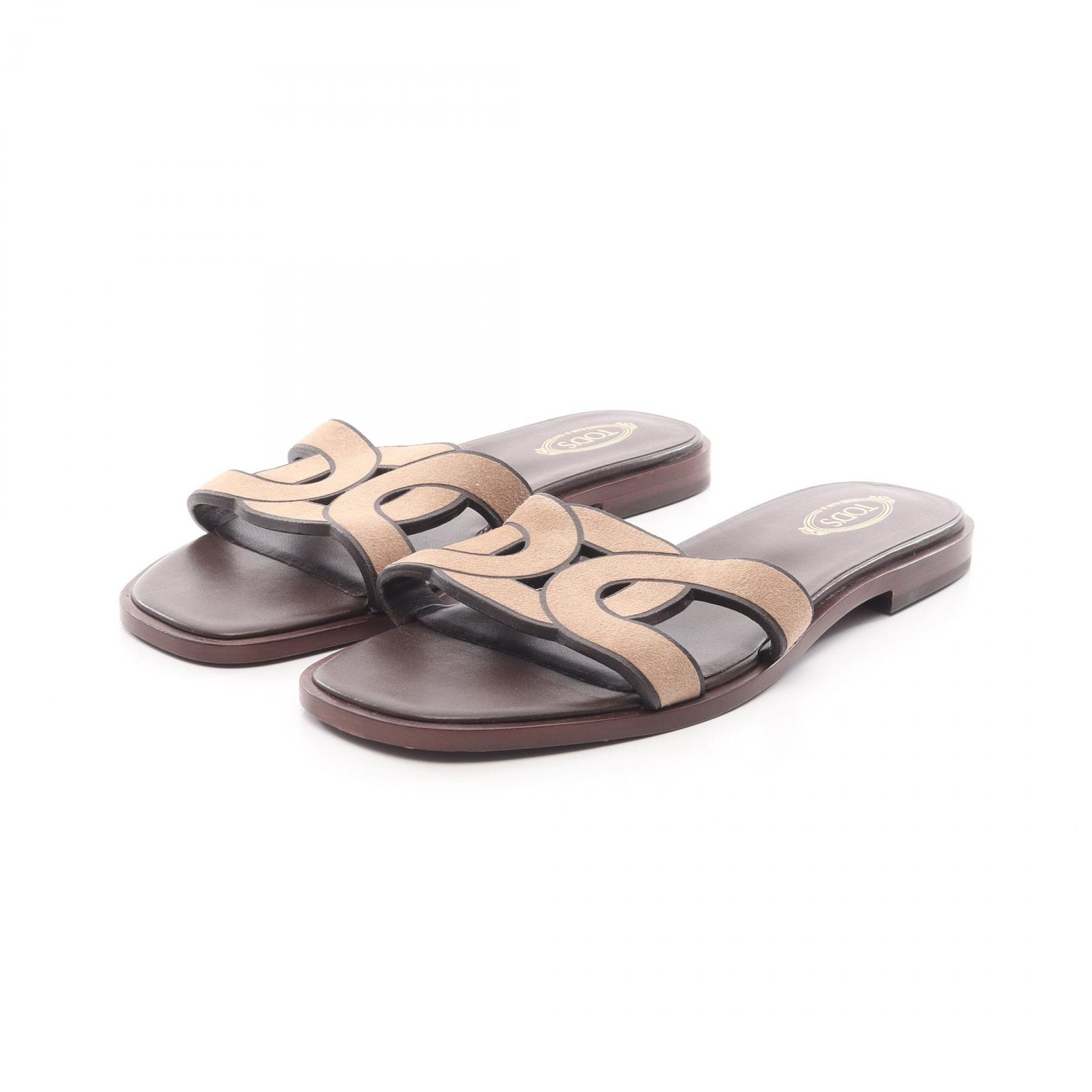トッズ TOD'S フラット サンダル 靴 スウェード レディース ブラウン系 / ベージュ系 【中古】