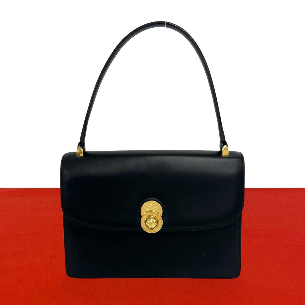 CELINE セリーヌ スターボール ロゴ 金具 レザー ハンドバッグ ブラック
68570
