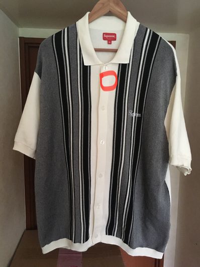 Supreme Stripe Button Up Polo "White"
